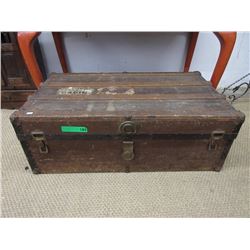 Vintage Wood & Brass Bound Trunk