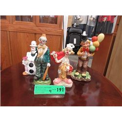 4 Clown Statues