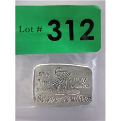 1 Ounce .999 Silver Classic Beaver Bullion Bar