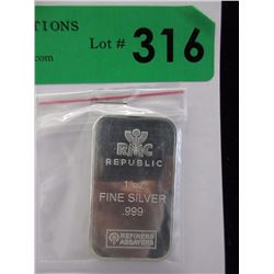 1 Oz. Republic Metals Corp .999 Silver Bar