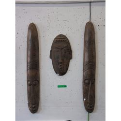 2 Wood & 1 Metal Wall Masks
