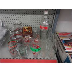 Approximately 19 Assorted Coke Glasses & Bottles