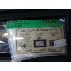 10 Fine Silver 1 Gram Bars