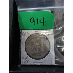 1958 Canadian Silver Totem Dollar Coin