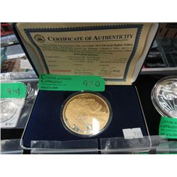 .999 Silver Gold Plated 4.1 Oz. Collector Round