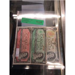 3 Canadian Bank Notes