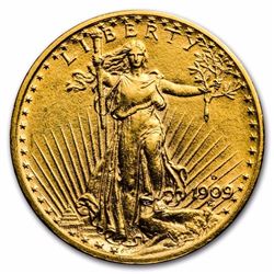 1909-D $20 Saint-Gaudens Gold Double Eagle BU ONLY 52,000 MINTED