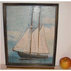 Original painting of sailboat "DaveMartinTrainBox" -voilier peinture originale "DaveMartinTrainBox"