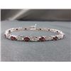 Image 1 : BRACELET - 6CTW OVAL FACETED GARNETS (12) & DIAMOND IN STERLING SILVER FIGURE 8 DESIGNED LINKS - INC