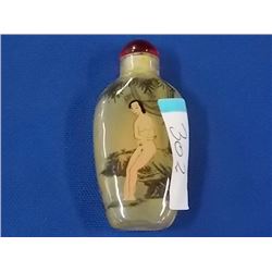 SNUFF BOTTLE- HAND PAINTED - WITH LID