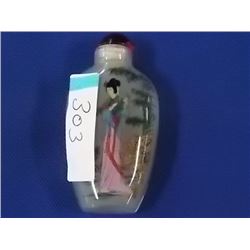 SNUFF BOTTLE- HAND PAINTED - WITH LID