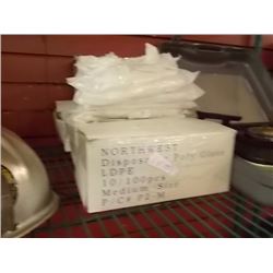 NEW BOX OF DISPOSABLE POLY GLOVES - 5 TTL