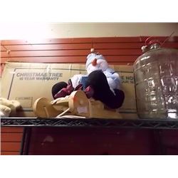 SNOW MAN ON STAND, CHRISTAMS TREE, TEDDY AND MORE