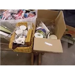 BASKET & BOX OF MISC - SOME COLLECTIBLES