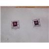 Image 1 : EARRINGS- NEW PRINCESS FACETED GARNET & DIAMOND IN STERLING SILVER SETTING - RETAIL ESTIMATE $350