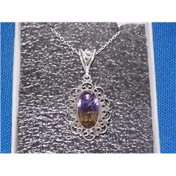 NECKLACE - CUSTOM MADE LARGE AMETRINE BAZEL SET IN STERLING SILVER - RETAIL ESTIMATE $200