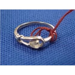 RING - 10K WHITE GOLD WITH GEMSTONE - SZ 4.5 (1.4GM) - RETAIL ESTIMATE $350