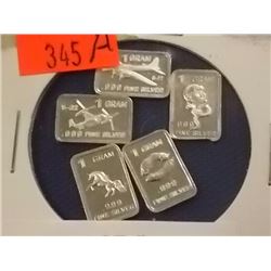 SILVER BAR - 5 X 1 GRAM  .999 SILVER ART BAR