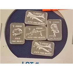 SILVER BAR - 5 X 1 GRAM  .999 SILVER ART BAR