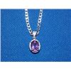Image 1 : NECKLACE - 3.5CT OVAL FACETED AMETHYST & DIAMOND IN STERLING SILVER SETTING - INLCUDES CERTIFICATE $