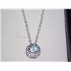 Image 1 : NECKLACE - 2CT ROUND CUT LIVELY SKY BLUE TOPAZ & DIAMOND IN STERLING SILVER SETTING - SLIDE DESIGN -