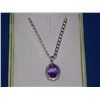 Image 1 : NECKLACE - 3.5CT OVAL FACETED PURPLE AMETHYST & DIAOMND IN STERLING SILVER SETTING - INCLUDES CERTIF