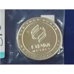 SILVER ROUND - 1 TROY OUNCE .999 FINE SILVER ROUND - MINTED BY OHIO PRECIOUS METALS (OPM)