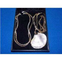 NECKLACE - 2 TTL  - SEA SHELL PENDANT ON CHAIN  & ONE OTHER