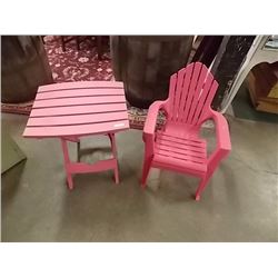 CHILD'S PATIO SET - PINK CHAIR AND TABLE