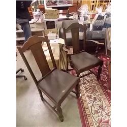 VINTAGE WOOD DINING CHAIRS WITH LEATHER SEATS - 6 TTL