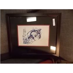 FRAMED FIRST NATIONS PRINT - RICHARD SHORTY - DOLPHINS