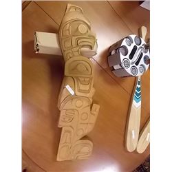 NATIVE CARVED WALL PLAQUE - SIGNED BY A WHITE GUY