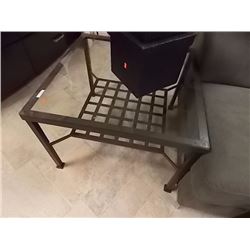 GLASS TOP METAL END TABLE - WITH LOWER SHELF