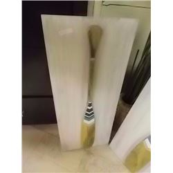 DECORATIVE HAND CRAFTED WOOD PADDLE ON PLAQUE