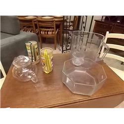 ALL GLASS COFFEE POT - TEA PACKS, GLASSWARE - 6PC