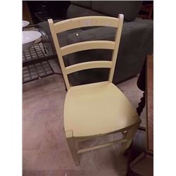 WOOD LADDER BACK DINING CHAIRS - PAINTED YELLOW - 2 X BID