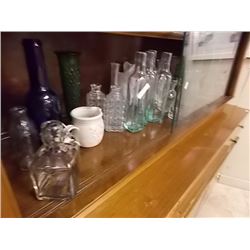 SHELF OF COLLECTIBLE BOTTLES & MORE