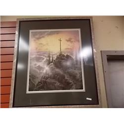 LIMITED EDITION THOMAS KINKADE LITHO - 1970'S - CROSS ON HILL