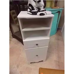 NEW WHITE SIDE TABLE - 1 DRAWER & 1 DOOR