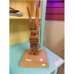 DECORATIVE CEDAR TOTEM POLE - 16" X 8" X 9"