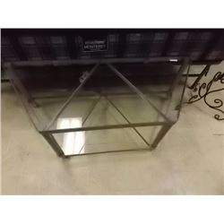 GLASS & METAL TV STAND ON CASTERS