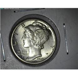 1936 D Mercury Dime, FSB.
