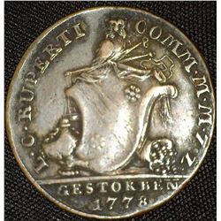 "L.C. Luperti Comm.M. M.Z.Z. Gestorben 1778", "Respondent Intimiquanto". Depicts scales of Equality.