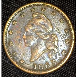 1863 Civil War Token "Army/&/Navy", VG, pitted.
