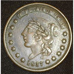 1837 U.S. Hard Times Token "Millions for Defence Not One Cent For Tribute", HT-47. VF.