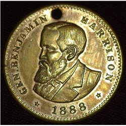 1888 "General Benjamin Harrison", "Republican Candidate For President", BH 1888-25, Gilt Br., 25mm, 