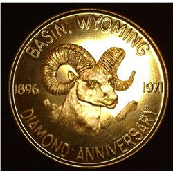 "Basin Anniversary Dollar/County Seat/Redeemable At/Security State Bank/On or Before/Jan.1972", "Bas