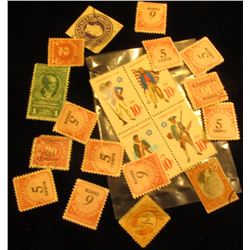 Group of Old U.S. Postage Stamps including a block of four Mint unused .10c Stamps.