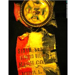 1902 Sioux City, Iowa Ribbon and medal. Very frayed and in two pieces, but very scarce.