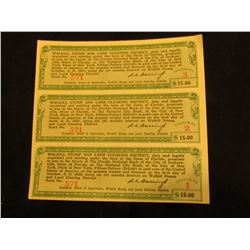 (3) Attached "Walkill Stump and Land Clearing District" $15 Scrip "Fifteen Dollars ($15.00) in Gold 